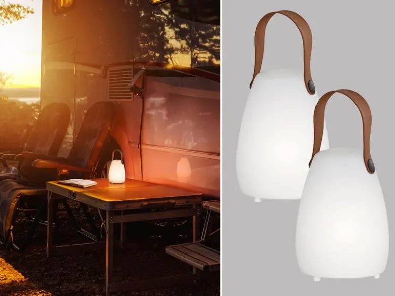 2er SET Outdoor Tischlampen 16cm ohne Kabel mit Fernbedienung & RGB Farbwechsel
