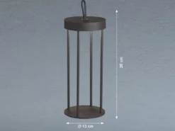 2er SET Outdoor Tischlampen 36cm Schwarz ohne Strom mit Akku & USB Kabel