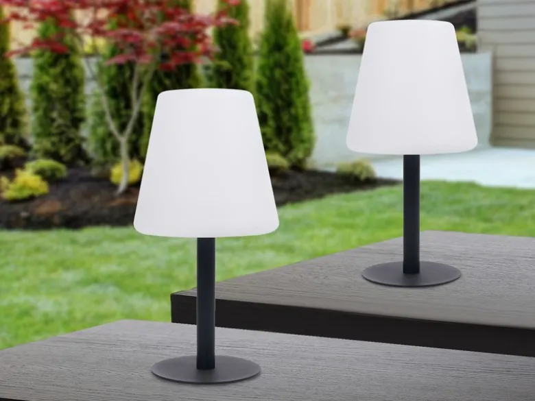 2er SET Outdoor Tischleuchten über Solar oder USB aufladbar, Höhe 25cm