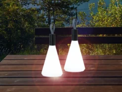 2er SET Outdoor Tischleuchten 31,5cm ohne Kabel - dimmbar & USB aufladbar