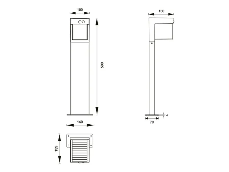 2er SET Pollerleuchten mit Solar und Strom, Hybrid mit Bewegungsmelder H: 50cm