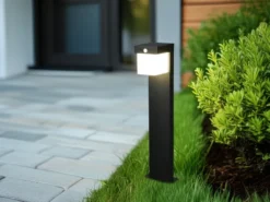 2er SET Pollerleuchten mit Solar und Strom, Hybrid mit Bewegungsmelder H: 50cm