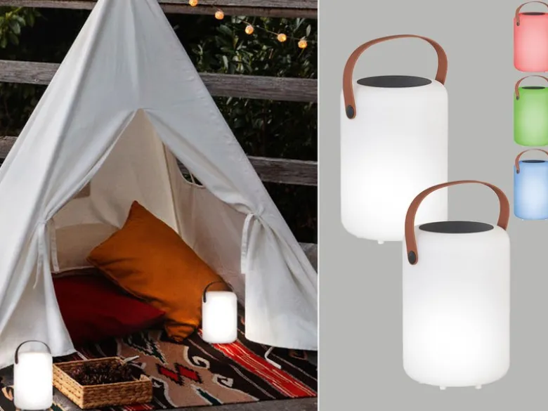 2er SET RGB Tischleuchten 20cm mit Fernbedienung, per USB & Solar aufladbar
