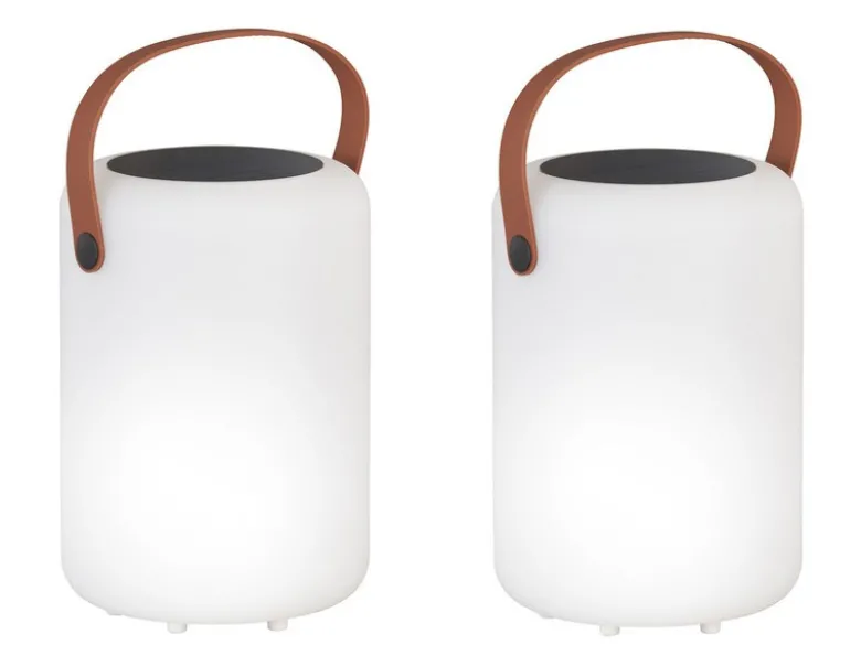 2er SET RGB Tischleuchten 20cm mit Fernbedienung, per USB & Solar aufladbar