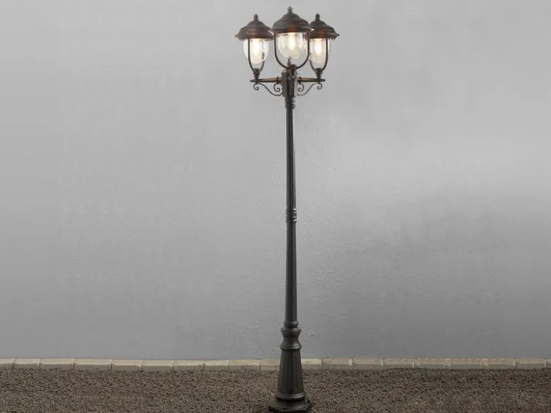 2er-Set schwarze Gartenlaterne PARMA aus Aluminium, E27, IP43, H.: 218 cm