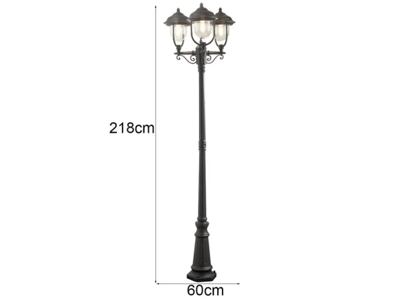 2er-Set schwarze Gartenlaterne PARMA aus Aluminium, E27, IP43, H.: 218 cm