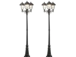 2er-Set schwarze Gartenlaterne PARMA aus Aluminium, E27, IP43, H.: 218 cm