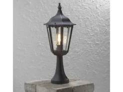 2er-Set schwarze Sockelleuchten FIRENZE, E27, Aluminium, Höhe 55 cm