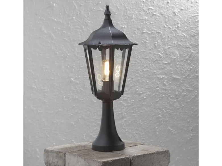 2er-Set schwarze Sockelleuchten FIRENZE, E27, Aluminium, Höhe 55 cm