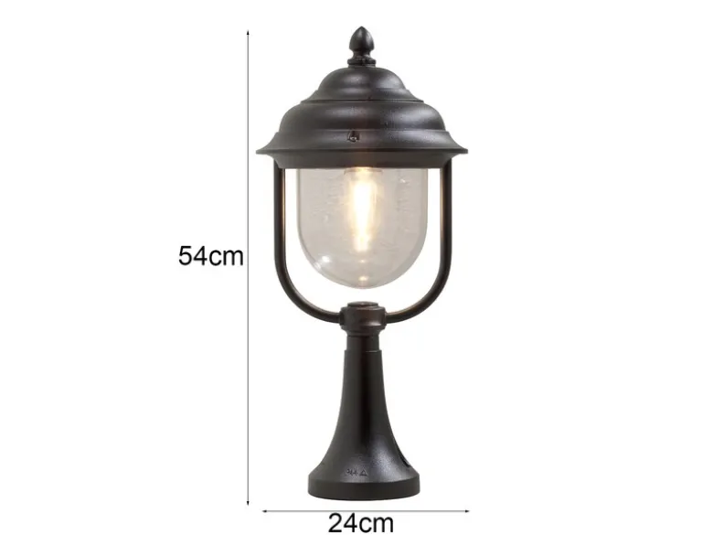 2er-Set schwarze Sockelleuchten PARMA aus Aluminium, E27, IP43, H.: 54 cm