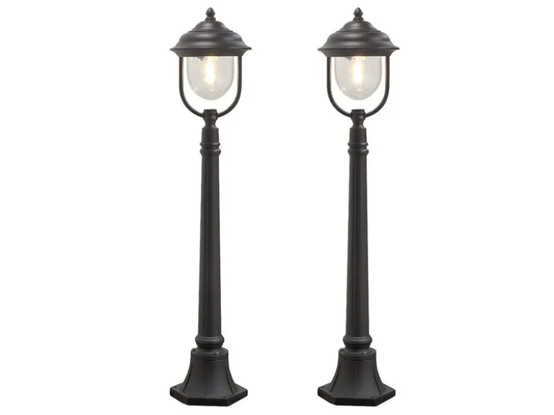 2er-Set schwarze Wegeleuchten PARMA aus Aluminium, E27, IP43, H.: 118 cm