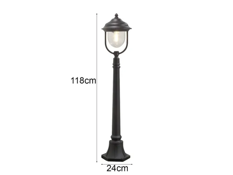 2er-Set schwarze Wegeleuchten PARMA aus Aluminium, E27, IP43, H.: 118 cm