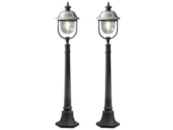 2er-Set schwarze Wegeleuchten PARMA, Edelstahl Lampendach, E27, IP43