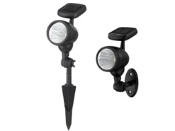2er Set schwenkbare LED Solarleuchten mit Erdspieß oder zur Wandmontage