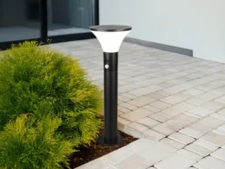2er SET Sockelleuchten mit Solar und Strom, Hybrid mit Bewegungsmelder Höhe 50cm