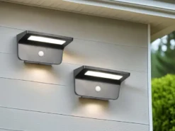 2er SET Solar Außenwandleuchten auch per USB aufladbar mit Bewegungsmelder