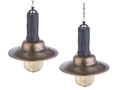 2er SET -Solarbetriebene LED Hängeleuchten Industrie Look & Shabby Chic Anstrich