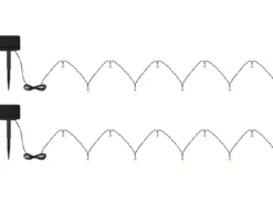 2er Set Solarbetriebene LED Outdoor Lichterkette mit 20 Glühbirnen, 2,8 Meter
