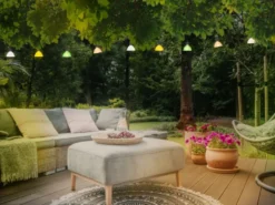 2er Set Solarbetriebene LED Outdoor Lichterkette mit 10 bunten Schirmen, 3,6 M
