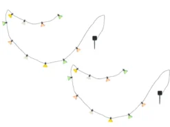 2er Set Solarbetriebene LED Outdoor Lichterkette mit 10 bunten Schirmen, 3,6 M