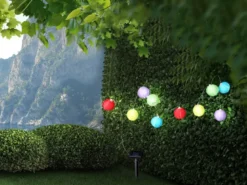 2er Set Solarbetriebene LED Outdoor Lichterkette mit 10 bunten Lampions, 3 Meter