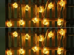 2er Set Solarbetriebene LED Outdoor Lichterkette mit 10 Glühbirnen, 5,7 Meter