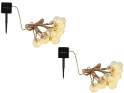 2er Set Solarbetriebene LED Outdoor Lichterkette mit 10 Glühbirnen, 5,7 Meter