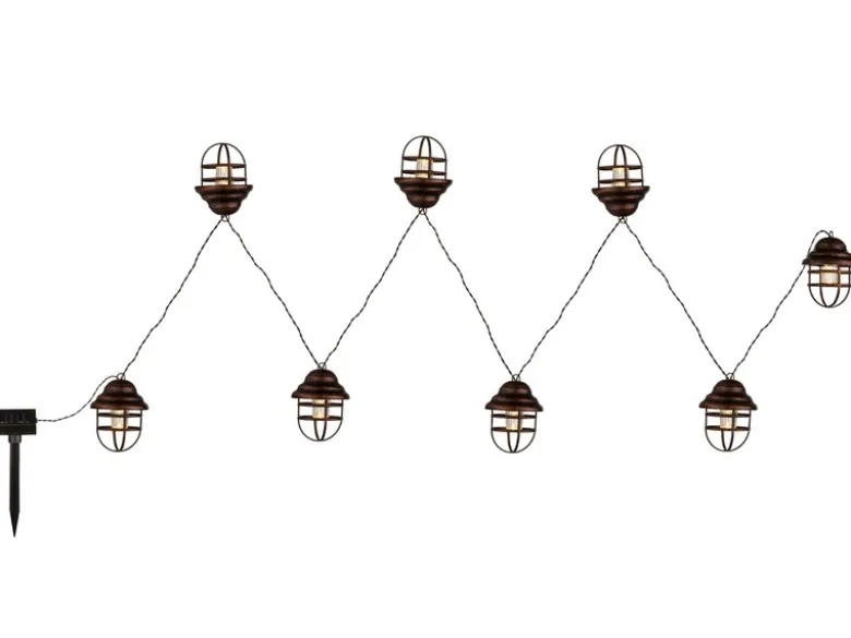 2er Set Solarbetriebene LED Outdoor Lichterkette in Rostoptik, Länge 4,3 Meter
