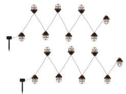 2er Set Solarbetriebene LED Outdoor Lichterkette in Rostoptik, Länge 4,3 Meter