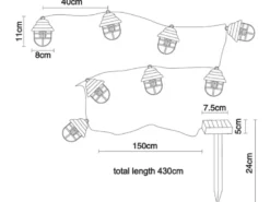 2er Set Solarbetriebene LED Outdoor Lichterkette in Rostoptik, Länge 4,3 Meter
