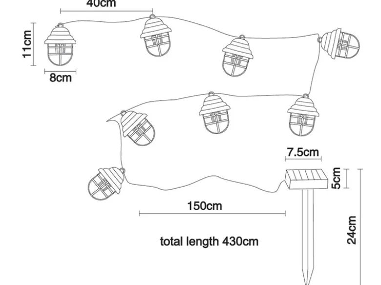 2er Set Solarbetriebene LED Outdoor Lichterkette in Rostoptik, Länge 4,3 Meter