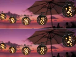 2er Set Solarbetriebene LED Outdoor Lichterketten mit 8 Kugeln, Länge 4,1 Meter