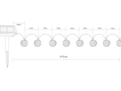 2er Set Solarbetriebene LED Outdoor Lichterketten mit 8 Kugeln, Länge 4,1 Meter