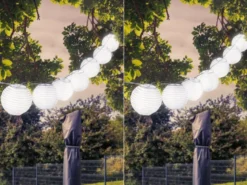 2er Set Solarbetriebene LED Outdoor Lichterkette mit 10 weißen Lampions, 3 Meter