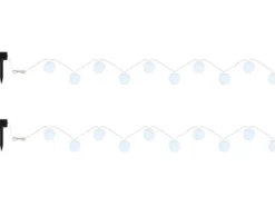 2er Set Solarbetriebene LED Outdoor Lichterkette mit 10 weißen Lampions, 3 Meter