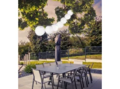 2er Set Solarbetriebene LED Outdoor Lichterkette mit 10 weißen Lampions, 3 Meter