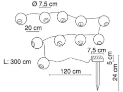 2er Set Solarbetriebene LED Outdoor Lichterkette mit 10 weißen Lampions, 3 Meter