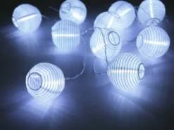 2er Set Solarbetriebene LED Outdoor Lichterkette mit 10 weißen Lampions, 3 Meter