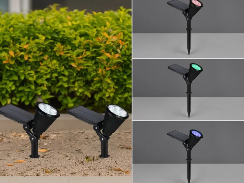 2er Set Solar Deko Gartenstrahler schwenkbbar mit RGB Farbwechsel