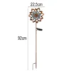 2er Set Solar Gartenstecker Windrad mit Erdspieß in Kupfer & Blau, Höhe 92cm