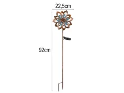 2er Set Solar Gartenstecker Windrad mit Erdspieß in Kupfer & Blau, Höhe 92cm