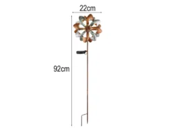2er Set Solar Gartenstecker Windrad mit Erdspieß in Kupfer & Silber, Höhe 92cm