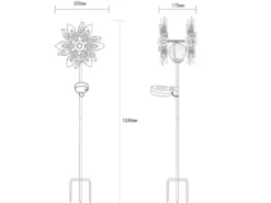2er Set Solar Gartenstecker Windspiel mit Erdspieß Metall Rostoptik, Höhe 124cm