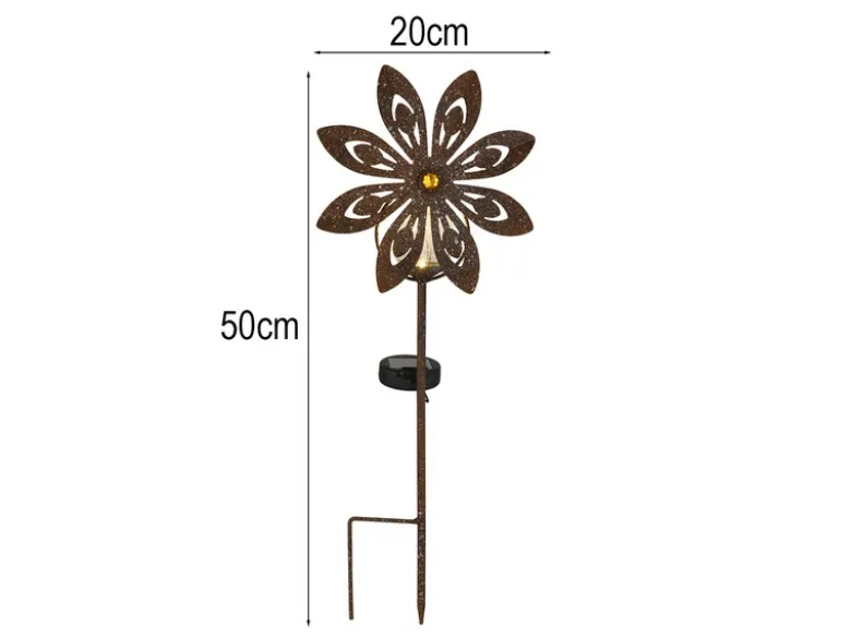 2er Set Solar Gartenstecker Windspiel mit Erdspieß in Rostoptik, Höhe 50cm