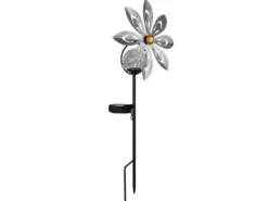 2er Set Solar Gartenstecker Windspiel mit Erdspieß in Silber-Grau, Höhe 50cm