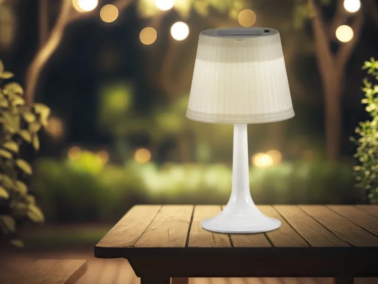 2er-Set Solar High Power LED-Tischlampe ASSISI, IP44, weiß, Höhe 36 cm