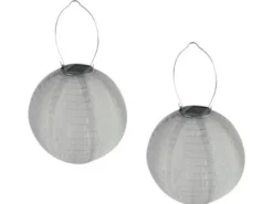2er Set Solarlaterne Gartenlampion LED weiß, Ø 25cm, Ein/Ausschalter, Wetterfest