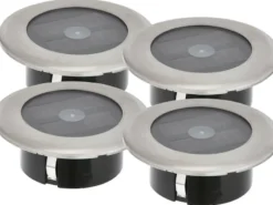 4er-Set Solar LED-Bodenspot, Edelstahl, Ø 11cm, je Spot bis 100kg belastbar