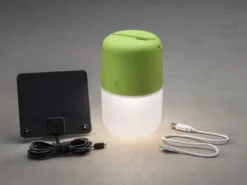 2er Set Solar LED Leuchte ASSISI mit 3-Stufen Dimmer & USB-Kabel, IP44, Grün