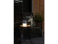 2er Set Solar LED Leuchte ASSISI mit 3-Stufen Dimmer & USB-Kabel, IP44, Grau